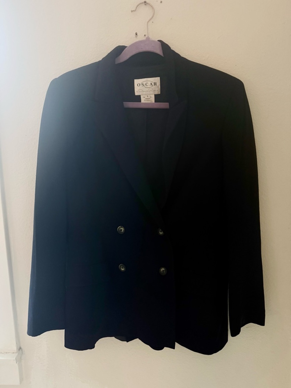 Vintage Oscar de la Renta Adele Navy Double-Breasted Blazer - Picture 5 of 10